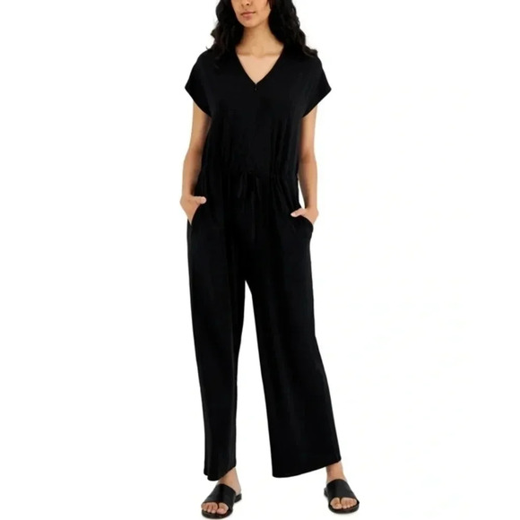 Eileen Fisher cap sleeve wide leg jumpsuit - Picture 1 of 7